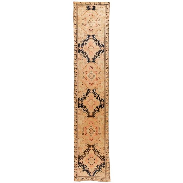 Textile Late 19th Century Long Antique Karabakh Handmade Beige Wool Runner With Medallion Design For Sale - Image 7 of 7