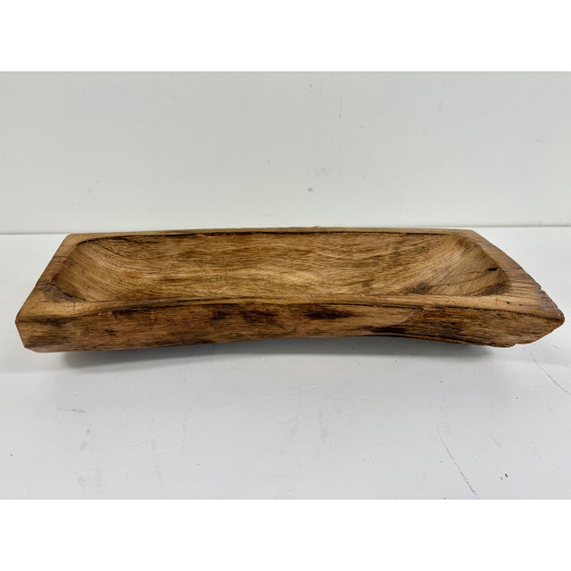 Indian Hand Carved Indian Wooden Dough Bowl For Sale - Image 3 of 6