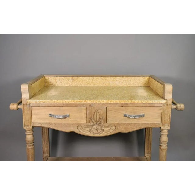 Brown Art Deco French Bleached Oak Washstand, 1920s For Sale - Image 8 of 16