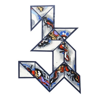 Abstract Twisted Ribbon Mixed Media Collage For Sale