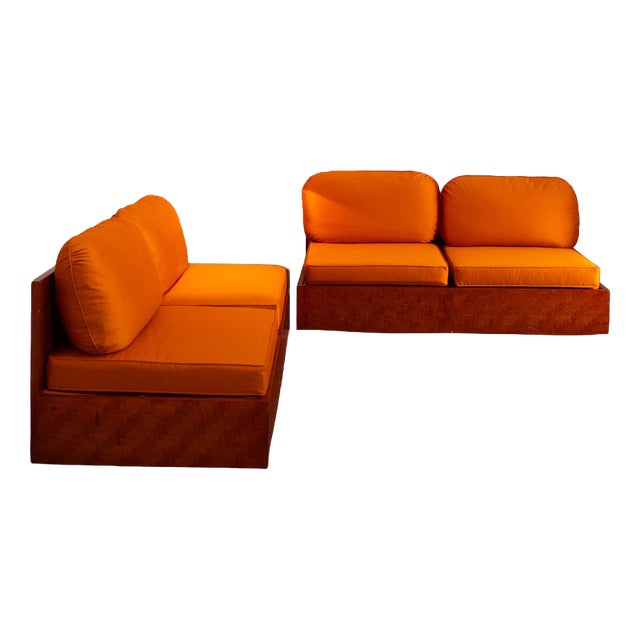 Modular Pressed Bamboo Sofa, 1980s, Set of 4 For Sale