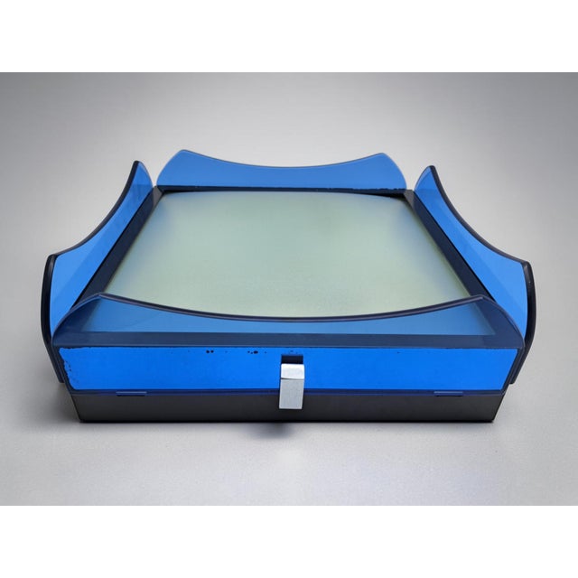 1970s Blue Cut Glass Ceiling Lamp, Veca, 1970s For Sale - Image 5 of 13