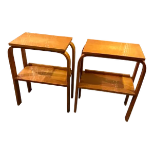 1960s Pair of Solid Wood Heywood Wakefield-Style Side Tables