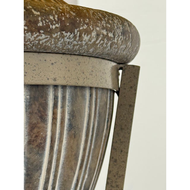 Brown Rustic Patinated Metal Tripod Table Lamp For Sale - Image 8 of 12