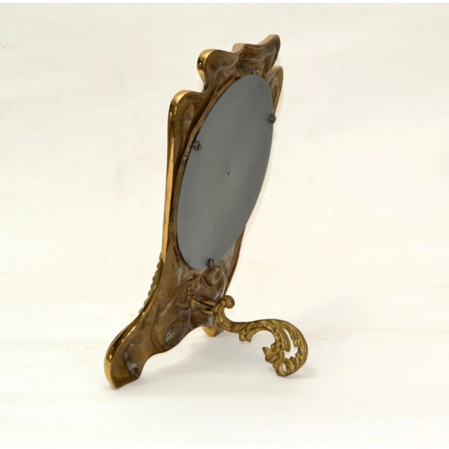 Bronze Art Nouveau Handcrafted Golden Bronze Table Mirror, Vanity Mirror 1940 For Sale - Image 8 of 12