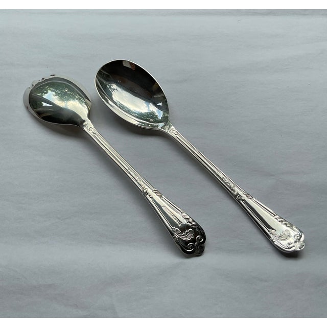1980s 1980s Silver Pair Salad Servers, Salad Spoon & Salad Fork, La Regence For Sale - Image 5 of 16