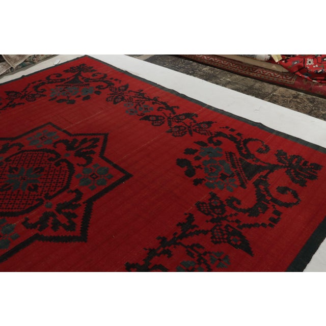 Late 18th Century Antique Turkish Kilim Rug in Red & Black Transitional Style by Rug & Kilim For Sale In New York - Image 6 of 7
