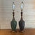 Mid-Century Modern Mid 20th Century Pair of Mid Century Modern Walnut and Ceramic Cork-Style Table Lamps With Original Shades For Sale - Image 3 of 11