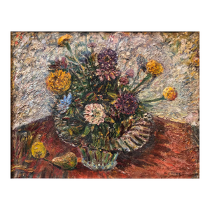 Mortimer BorneBOUQUET Modernist Flowers in a Vase, Impasto Oil Painting