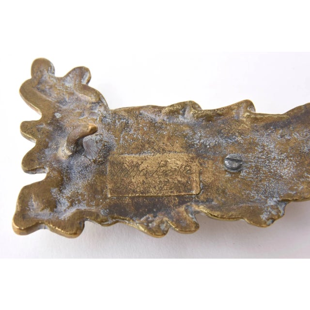 Metal Signed Italian Sculptural Studio Bronze and Boris Aurelius Glass Stones Belt Buckle, 1960's For Sale - Image 7 of 8