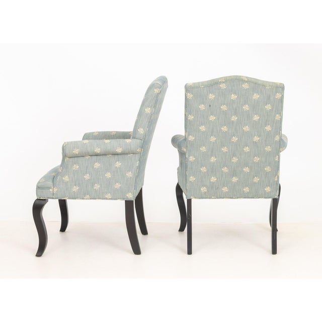 Early 21st Century Mitchell Gold Blue Upholstered Armchairs, Pair For Sale - Image 5 of 7