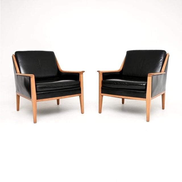 Vintage Swedish Leather Armchairs, 1960s, Set of 2 For Sale - Image 4 of 12