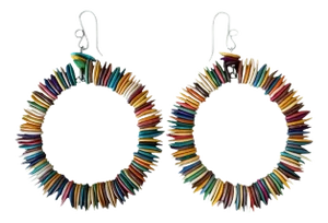 Organic Multi-Color Seeded Hoop Earrings, A Pair