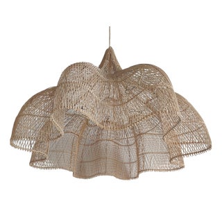 Large Rattan Flower Pendant, 1980s For Sale