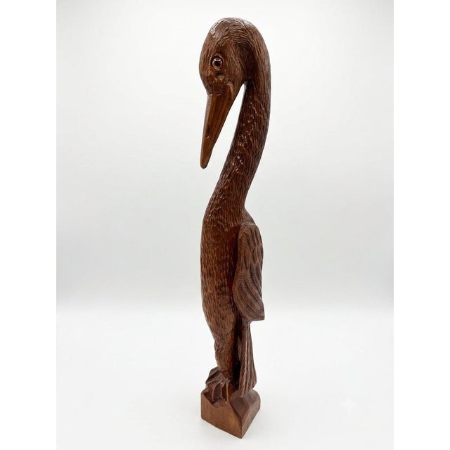 American Large Vintage Hand-Carved "Susitna Flyer Bay" Heron Sculpture – 26" For Sale - Image 3 of 5
