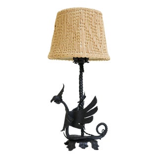 Arts and Crafts Table Lamp in Wrought Iron by Umberto Bellotto, 1910 For Sale