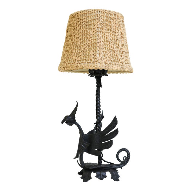 Arts and Crafts Table Lamp in Wrought Iron by Umberto Bellotto, 1910 For Sale