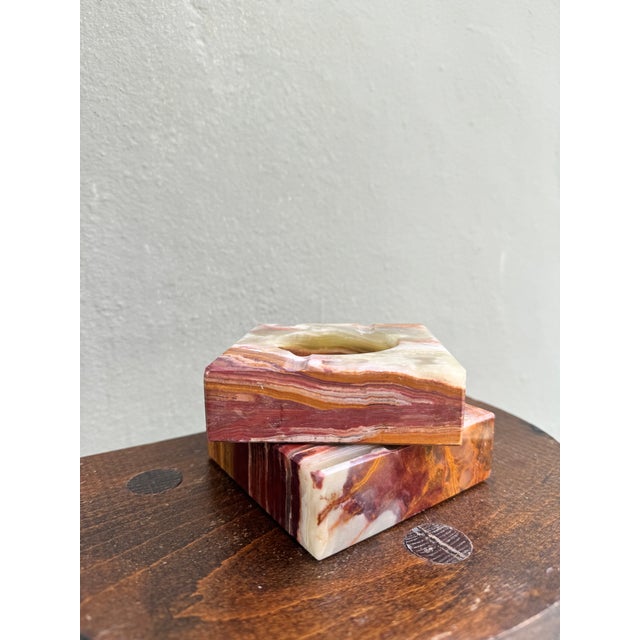 Light Green Vintage Italian Onyx Stone Catchall Trinket Tray, a Pair — Mid-Century Modern For Sale - Image 8 of 8