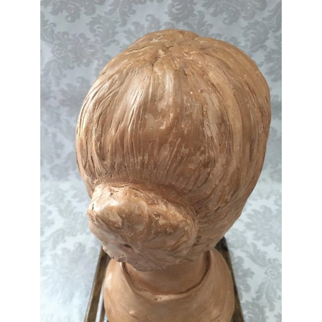 Statue Sculpture in Raw Earth of Woman, 1980s For Sale - Image 4 of 11