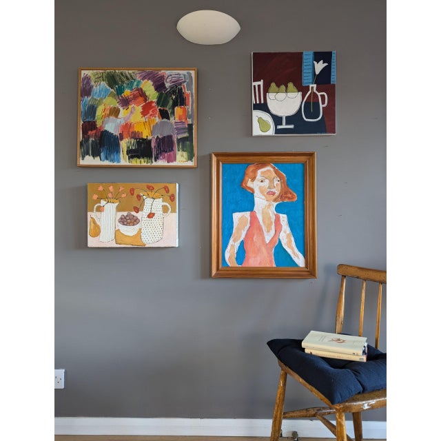 Mid-Century Modern 'Amidst the Bloom' Vintage Original Abstract Painting, Framed For Sale - Image 11 of 11