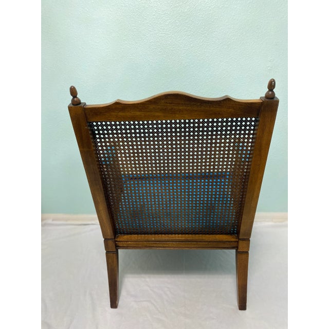 Mid 20th Century Regency Style Kimball Side Chair Cane and Velvet For Sale - Image 11 of 12