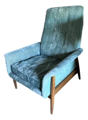 1960s Mid-Century Walnut Frame Upholstered Chair Armchair McM Restore