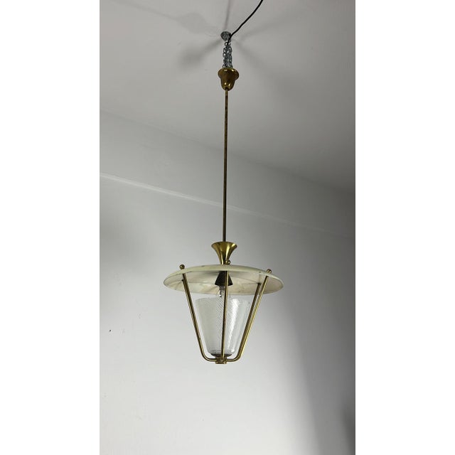 Mid-Century Murano Reticello Glass and Brass Hanging Light, 1950s For Sale - Image 14 of 16
