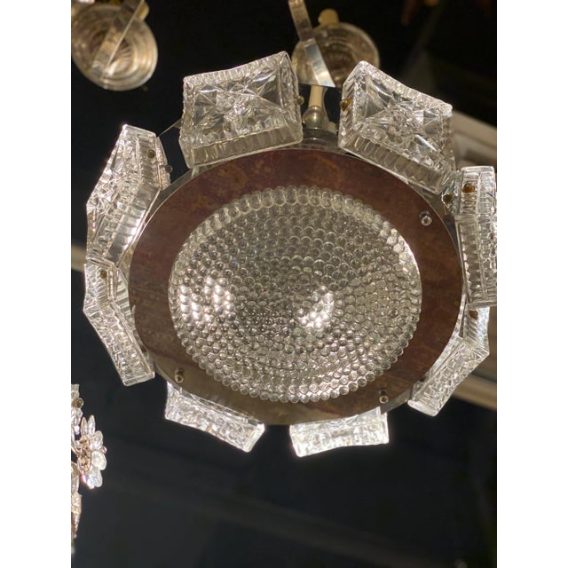 Metal 1940s French Cut Crystal Light Fixture For Sale - Image 7 of 13