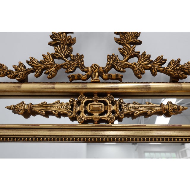 Louis XVI Style Gilt Mirror with Laurel Wreath Crest, Belgium, 1950s For Sale - Image 11 of 12