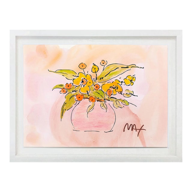 Peter Max, Spring Bouquet (Framed, Original Mixed Media on Paper) For Sale