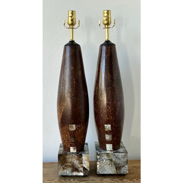 Vintage Boho Coconut Shell Lamps - A Pair For Sale - Image 11 of 12