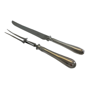 1980s Silver Pair Carving Set, Carving Fork & Carving Knife, Feather Edge.