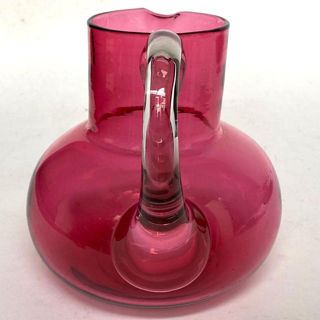 Mid 19th Century Large English Victorian Cranberry and Clear Glass Pitcher For Sale - Image 5 of 8