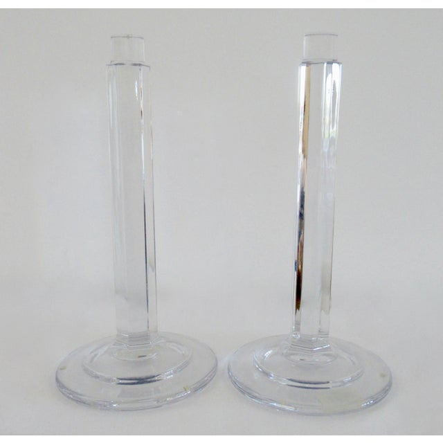 Metal English William Yeoward "Alexis" 14" Crystal & Silver Topped Palm Tree Candle Holders - Pair For Sale - Image 7 of 15