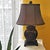 Asian Inspired Black & Brown Porcelain Medallion Table Lamp With Shade For Sale - Image 18 of 18