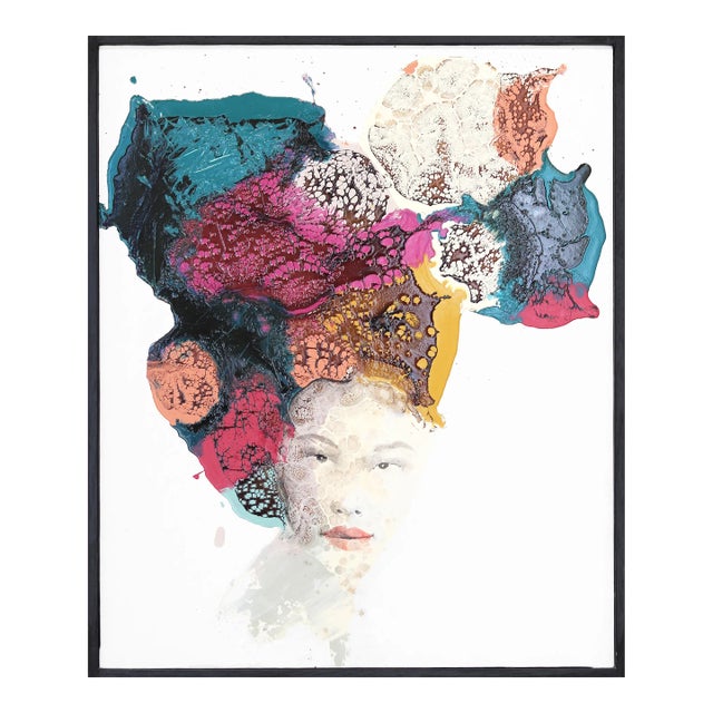 Textural Colorful Figurative Expressionist Abstract Painting "The Colors of the Mind" Framed Original Artwork by Alessandro Casetti For Sale