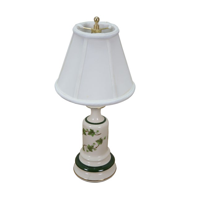 Contemporary Vintage Porcelain Green Ivy Wine Vanity Boudoir Table Lamp 12" For Sale - Image 3 of 13