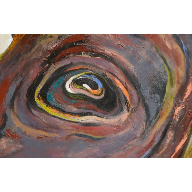 Stunning large scale abstract expressionist horse's head/eye, circa 1990. Unsigned. Unframed. Size: 60"H x 60"W x 1.5.