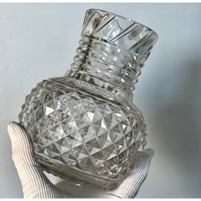 Glass Pointed Diamond Vase, Glasses and Powder Box from Montcenis, Early 19th Century, Set of 5 For Sale - Image 7 of 18