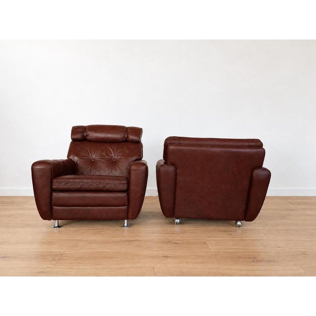 Metal Vintage Burgundy Leather Lounge Chairs by Svend Skipper, Denmark For Sale - Image 7 of 11