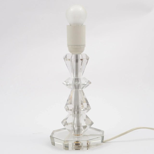 Mid-Century Modern Crystal Glass Table Lamp, 1970s For Sale - Image 3 of 6