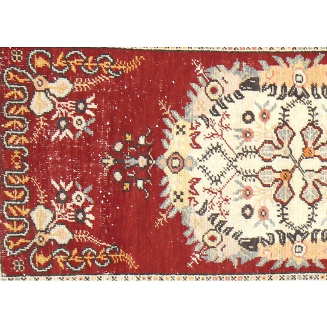 1960s Turkish Oushak Runner. Handwoven with wool on wool foundation in the Oushak region of Western Turkey. The Anatolian...