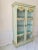 Hollywood Regency Vintage C. 1940s Italian Florentine Hand-Decorated Celadon China Cabinet With Gold Floral Detail & Chicken Wire Doors For Sale - Image 3 of 13