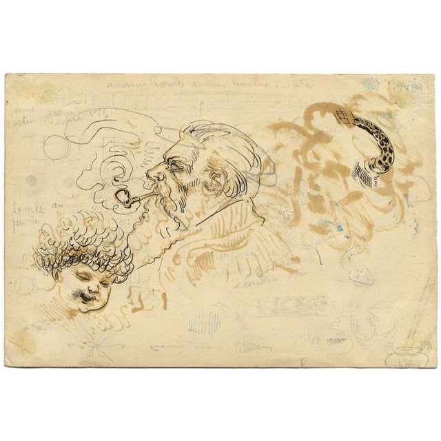 G. Cervelli, Toréador En Garde: Satirical Cartoon, 1910s, Pen & Ink Drawing For Sale - Image 3 of 4