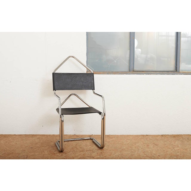 Type 22 the Clamp Cantilever Chair with Chrome-Plated Tubular Steel and Black Leather from Ulysses Müller, 1989 For Sale - Image 14 of 15