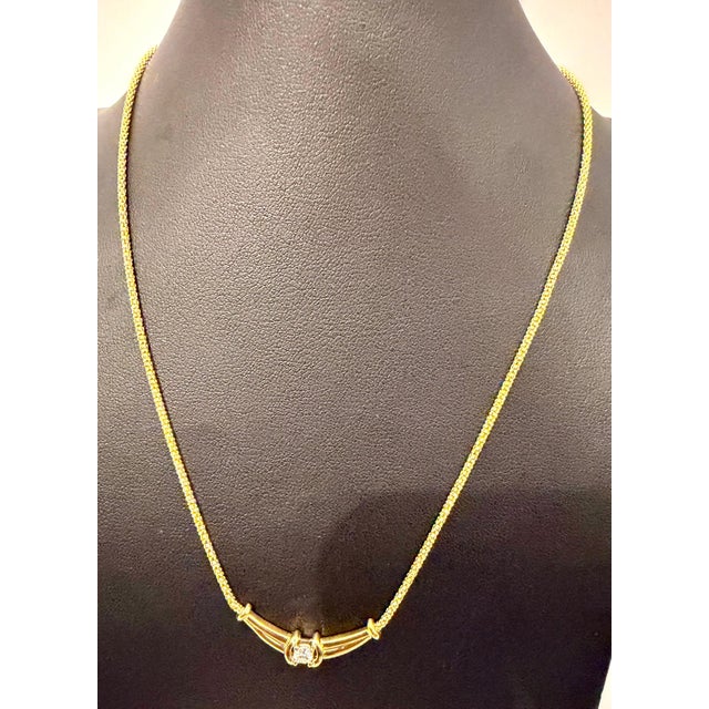 Vintage 20 Pointer White Diamond Necklace 14 Karat Yellow Gold, 18 Inch Long For Sale - Image 17 of 18