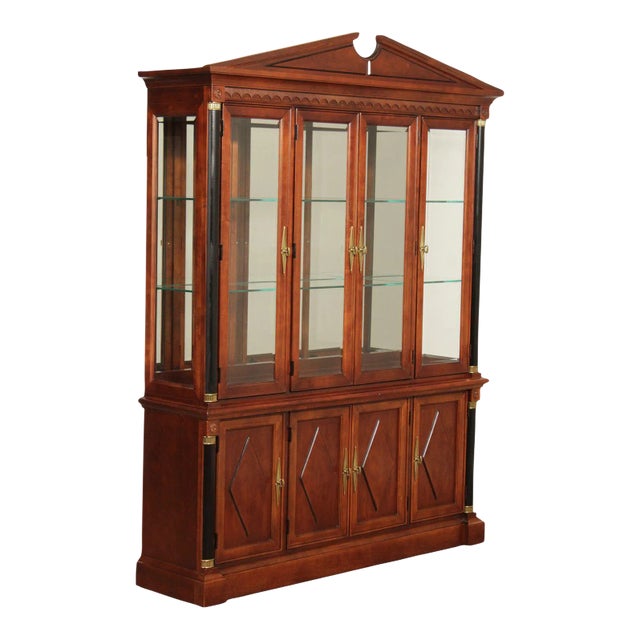 Stanley Furniture Neoclassical Style Cherry China Display Cabinet For Sale