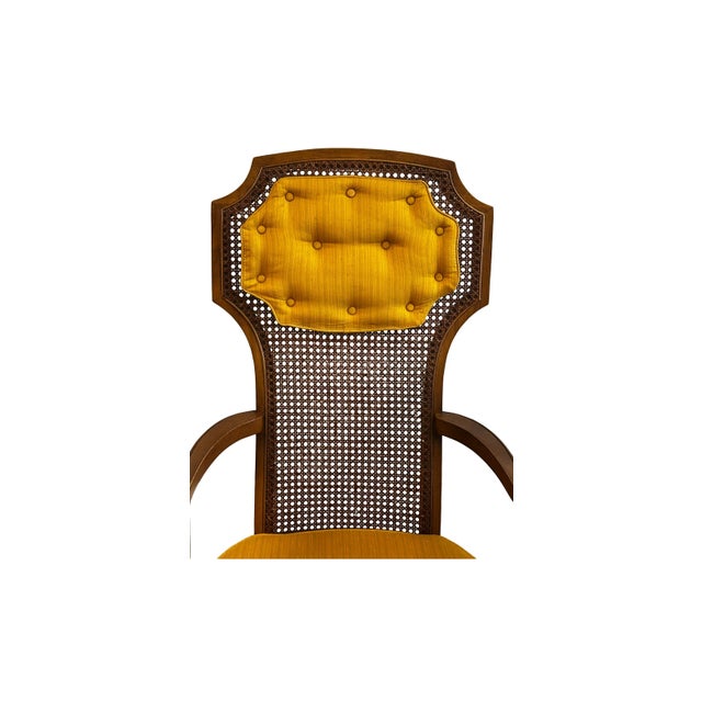 Mid 20th Century Cane Back Armchair With Mustard Upholstery (Nice) For Sale - Image 11 of 11
