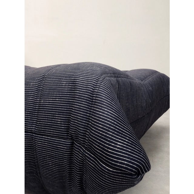 Ligne Roset Set of Togo 1-Seater and Ottoman in Blue Pinstripe Fabric by Michel Ducaroy for Ligne Roset, 1980s For Sale - Image 4 of 12