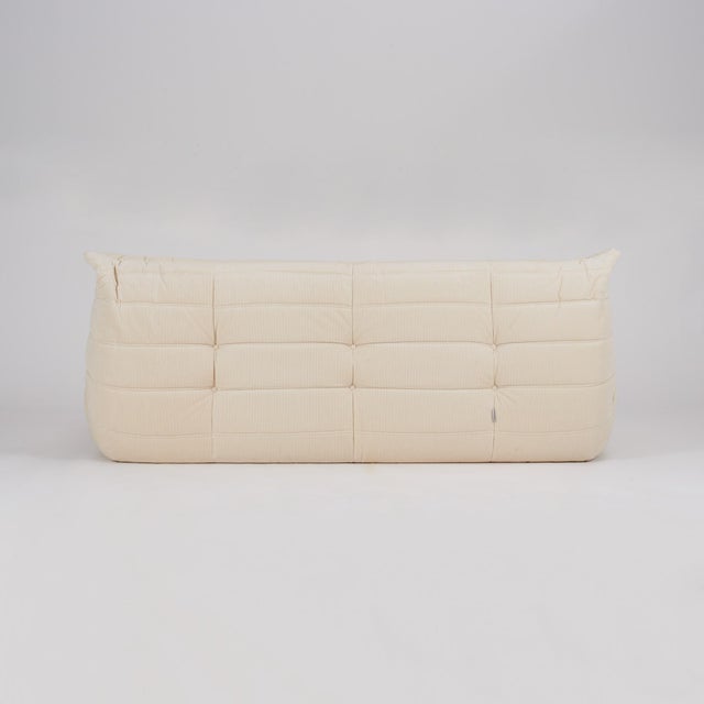 Original Ligne Roset Togo 3-Seater Sofa in Vanilla Corduroy For Sale - Image 12 of 12